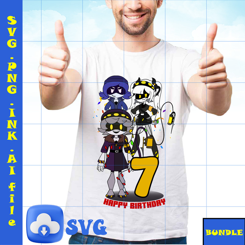 7th Birthday TShirt Stickers J From Murder Drones SVG PNG Uzi From Murder Drones SVG Coloring Pages N From Murder 1