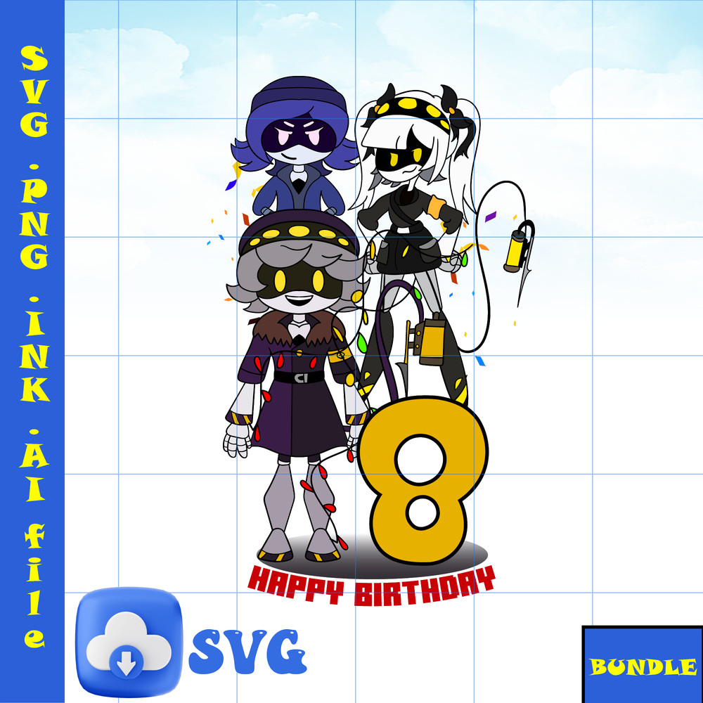 8th Birthday TShirt Stickers J From Murder Drones SVG PNG Uzi From Murder Drones SVG Coloring Pages N From Murder 0