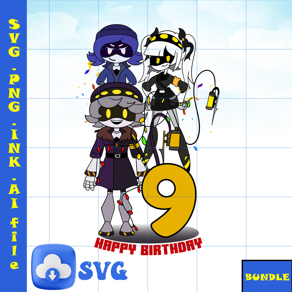 9th Birthday TShirt Stickers J From Murder Drones SVG PNG Uzi From Murder Drones SVG Coloring Pages N From Murder 0