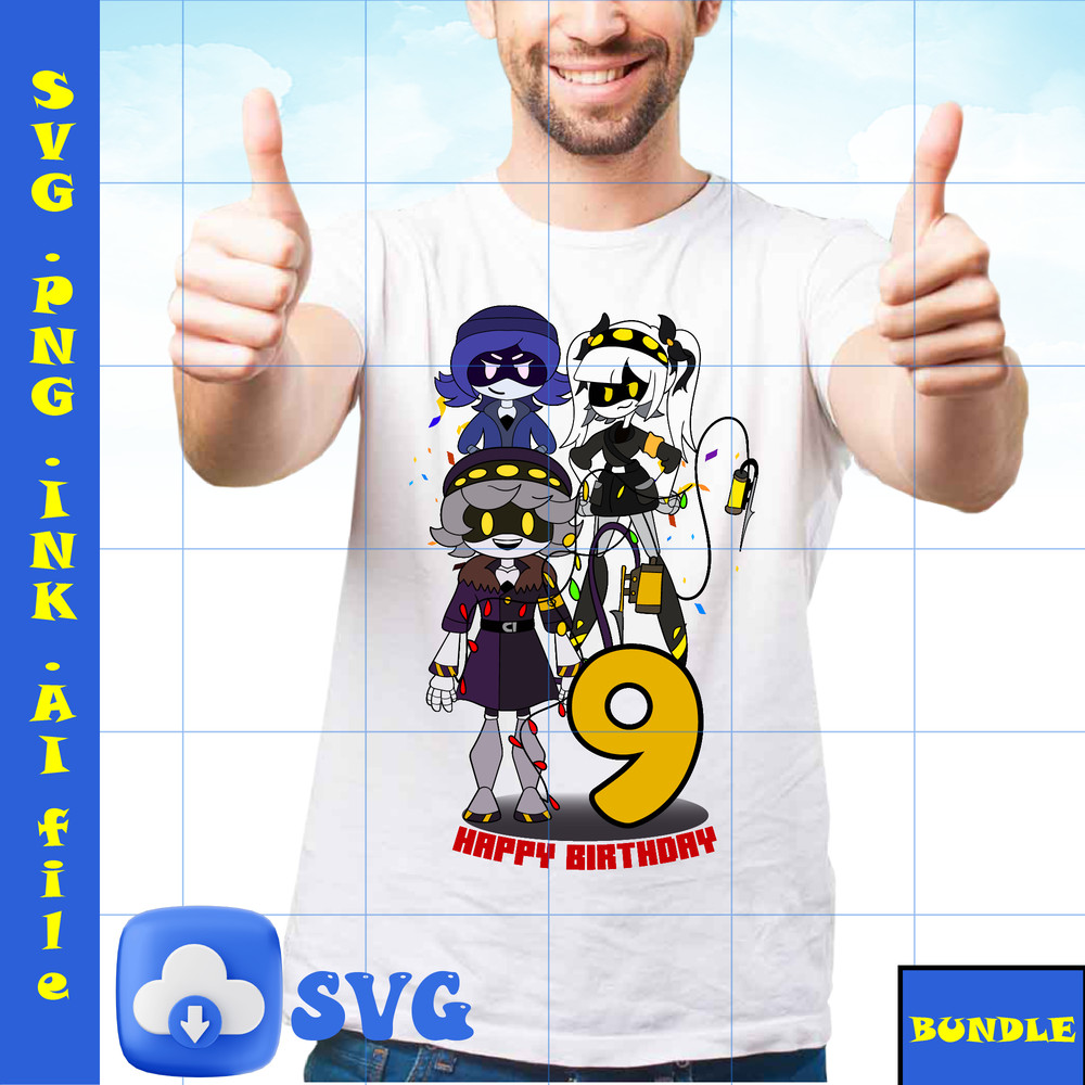 9th Birthday TShirt Stickers J From Murder Drones SVG PNG Uzi From Murder Drones SVG Coloring Pages N From Murder 1