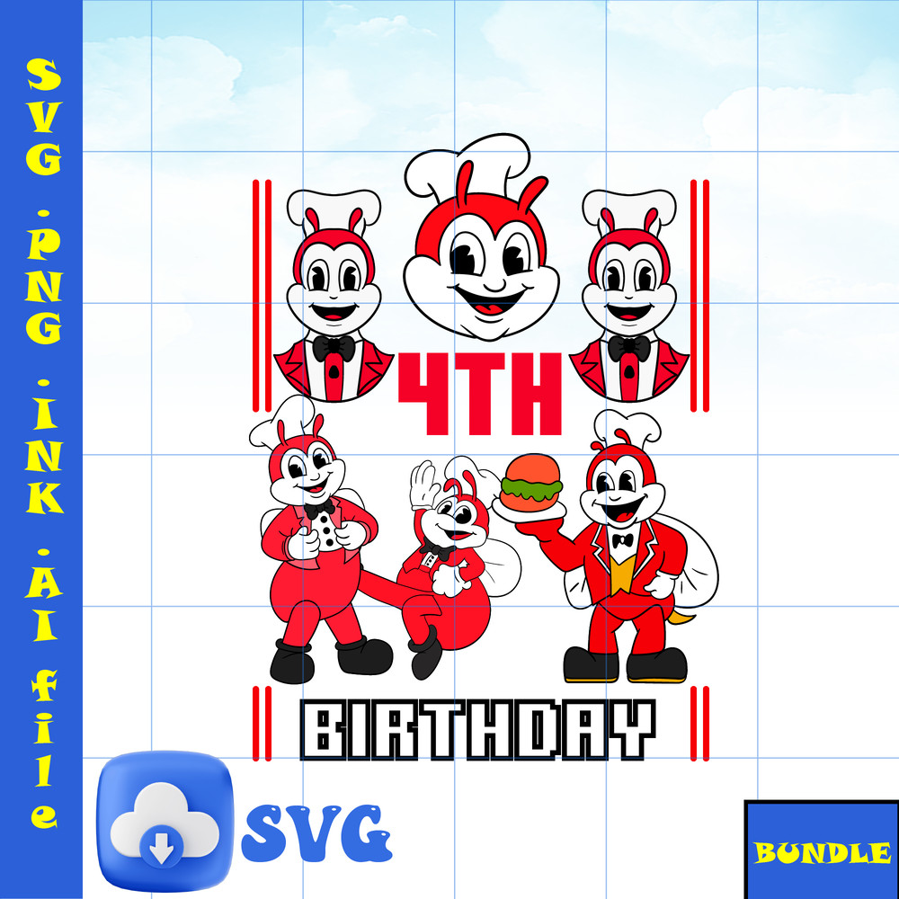 Happy Birthday PDF Jollibee SVG Jollibee Sticker Jollibee PNG Jollibee Coloring Pages 4th Birthday Printable 0