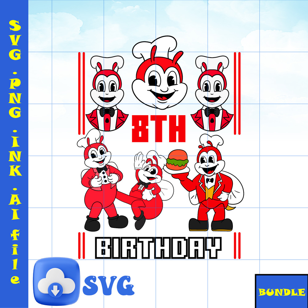 Happy Birthday PDF Jollibee SVG Jollibee Sticker Jollibee PNG Jollibee Coloring Pages 8th Birthday Printable Ink 0