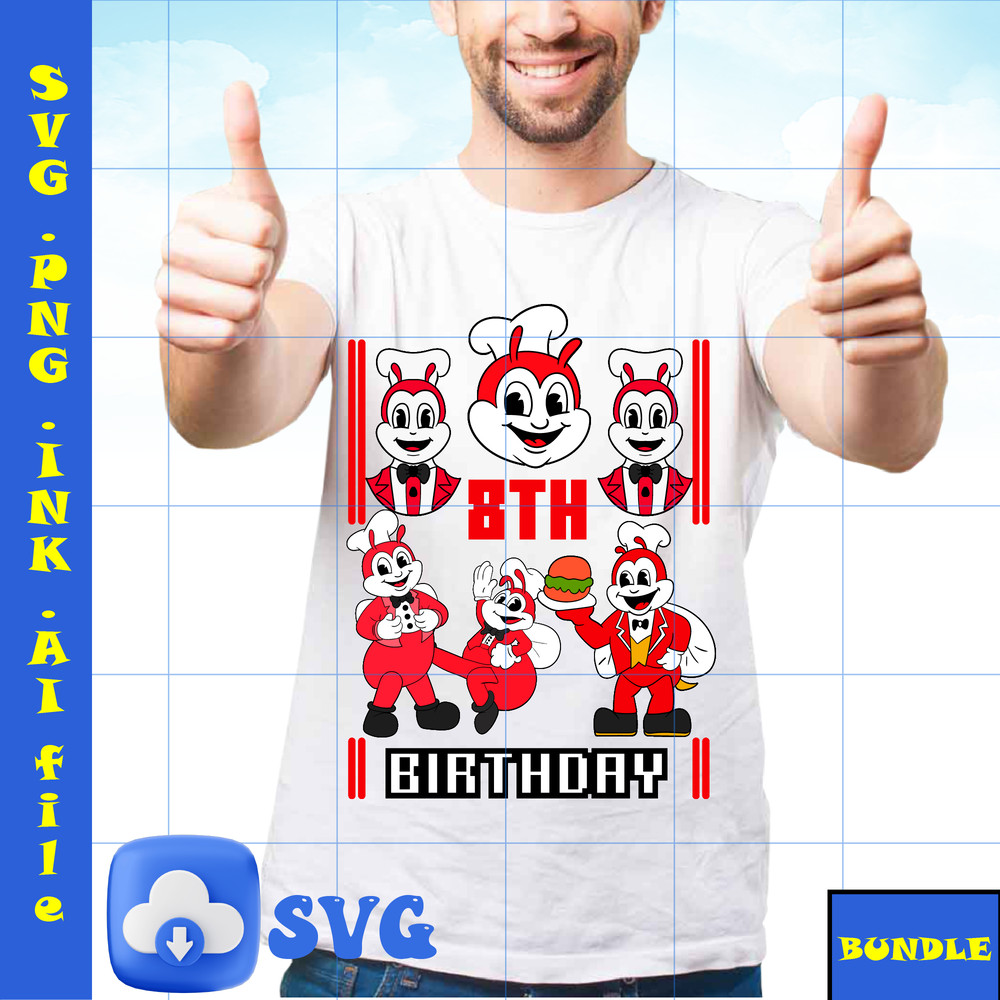 Happy Birthday PDF Jollibee SVG Jollibee Sticker Jollibee PNG Jollibee Coloring Pages 8th Birthday Printable Ink 1