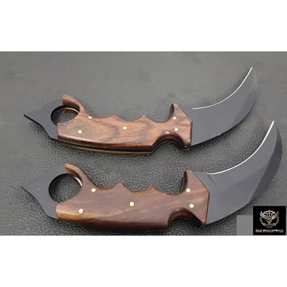 Karambit Knives Pair Full Tang With Rose Wood Handle Karambit Knife Kerambit Folding Karambit 2