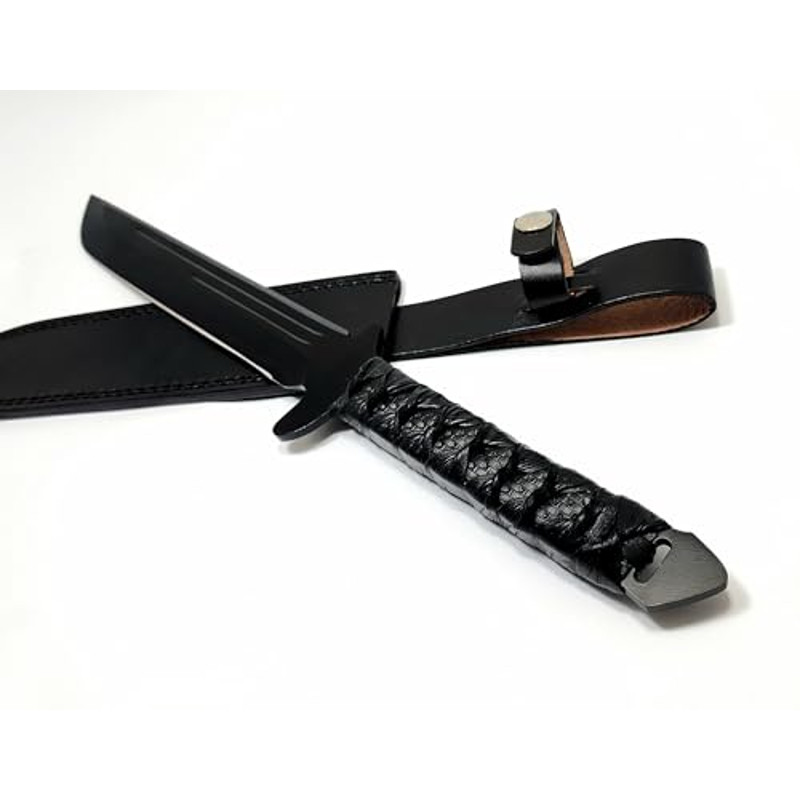 Wakazashi Sword With Black CordWrapped Handle And Leather Sheath Machete Tactical Machete Machettes Tactical Sword 1