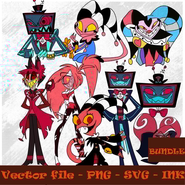 Blitzo Coloring Pages PngInkAngel Dust BlitzoLoona Cherri BombLuciferHuskVaggieMaxxie SVG PNGINK 0