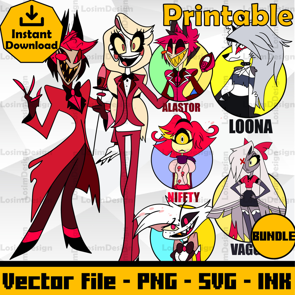 Hazbin Hotel Alastor Sticker Loona Sticker Vaggie Stixker Niffty Sticker SVGDigital Download SVGPngInk 0