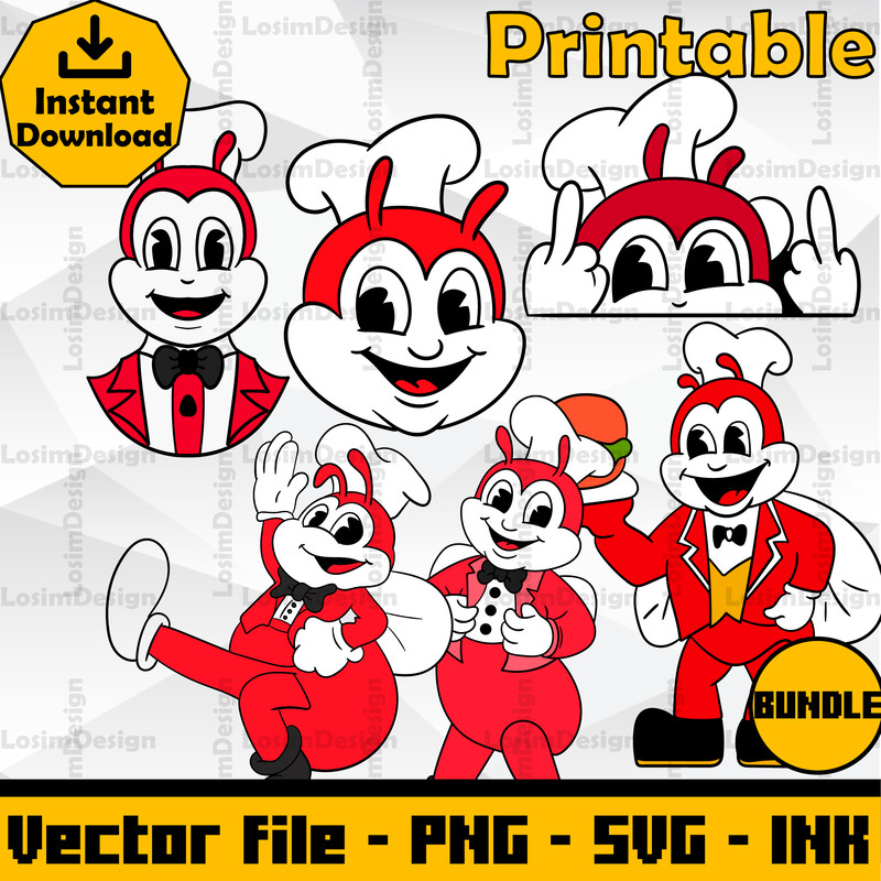 Jollibee SVG Jollibee Sticker Jollibee PNG Jollibee Coloring Pages Printable SVGPngInk Digital Download 0