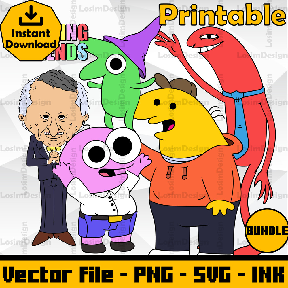 Bundle Smiling Friends Allan RedCharlie DomplerGlep SimpsonPim Pimling SVGPNGInkDigital Download 0