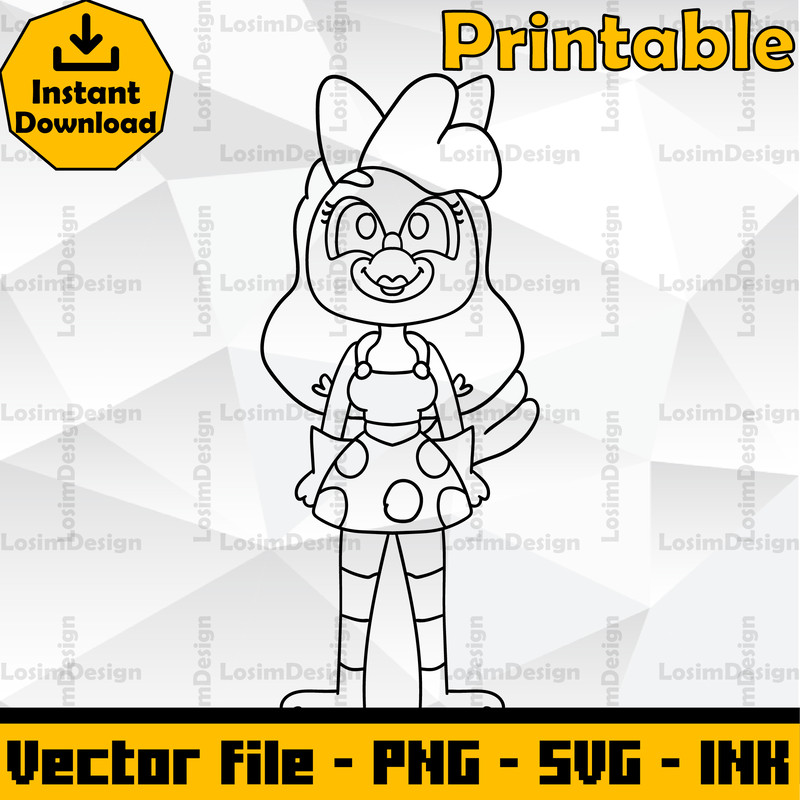 Editable Female Clucky PNG Clucky From Cluckys Logic Cut File Coloring PagesSVGPNGInk 1