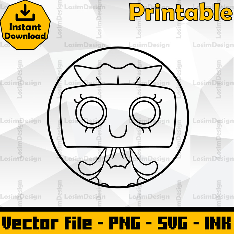 Editable Sticker Tisha Dandy World SVG Cut File Coloring PagesSVG PNG Ink 1