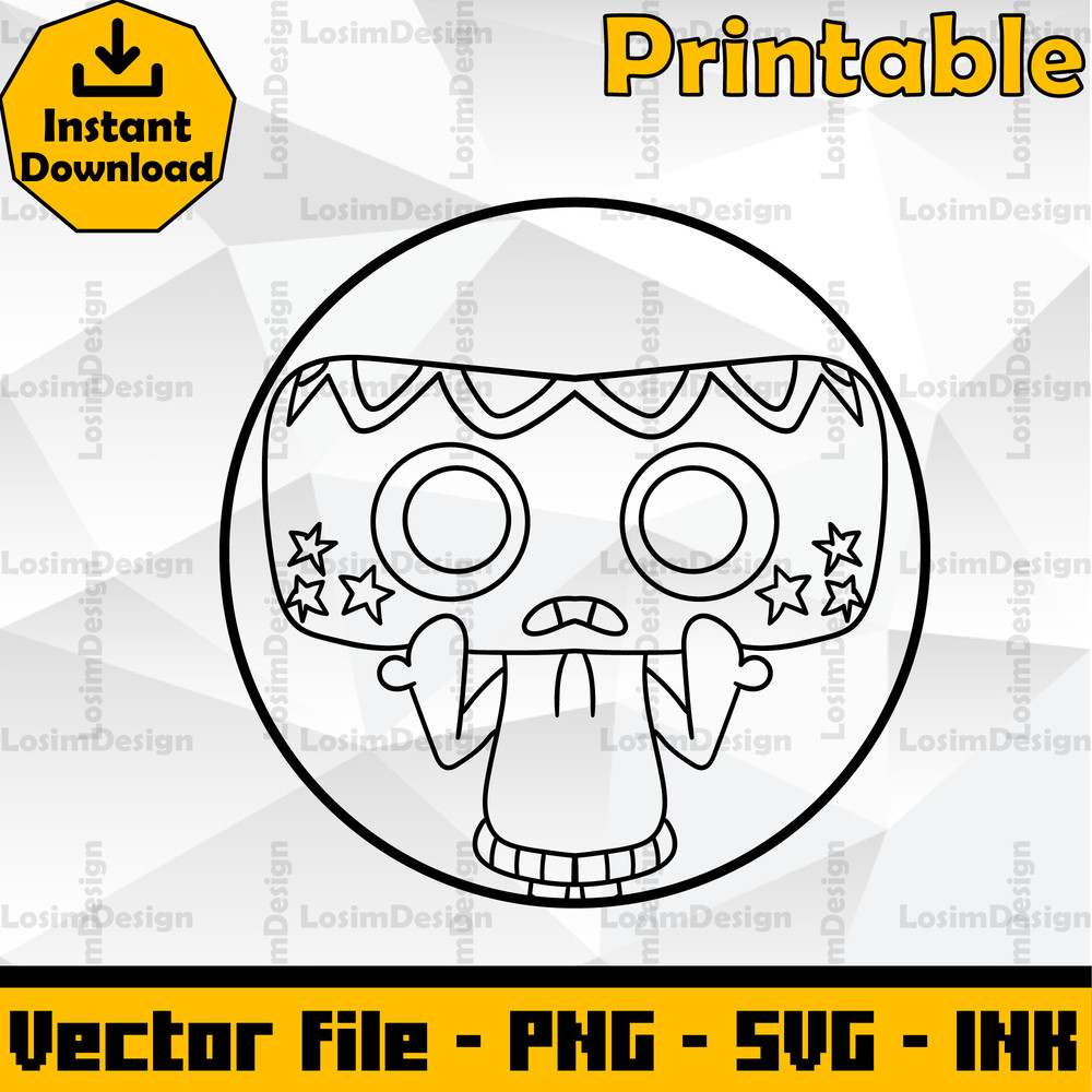 Editable Cosmo Sticker Dandy World SVG Cut File Coloring PagesSVG PNG Ink 1