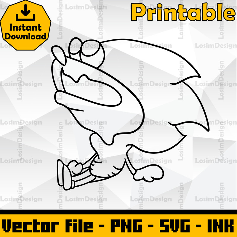Shin Sonic SVG Cut FileSonic Coloring PagesEditable SVG PNG Ink 1