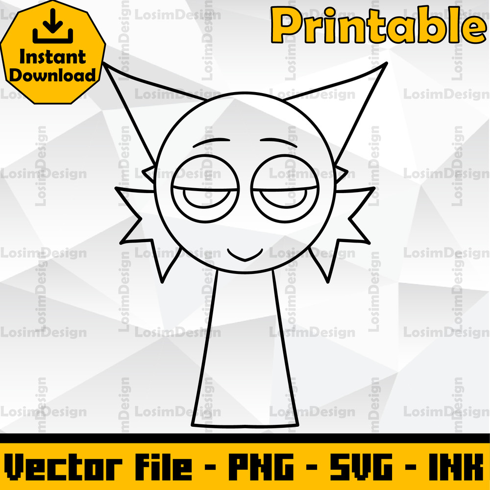 Sprunki Increedibox SVG Cut File Ario Sprunki Coloring PagesEditable SVG PNG Ink Digital Download 1