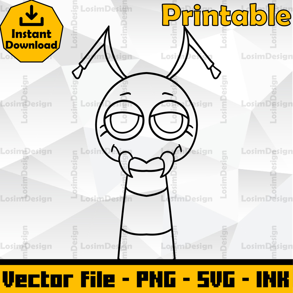 Sprunki Increedibox SVG Cut File Burgundy Betty Sprunki Coloring PagesEditable SVG PNG Ink Digital 1