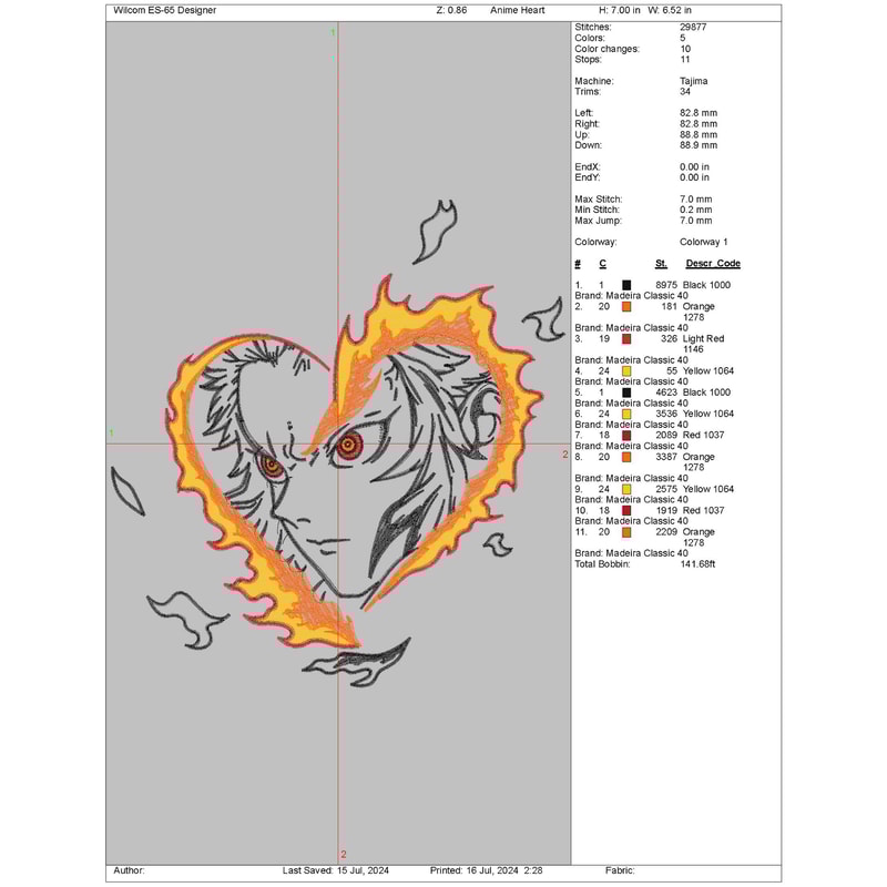 Embroidery Anime Heart 2