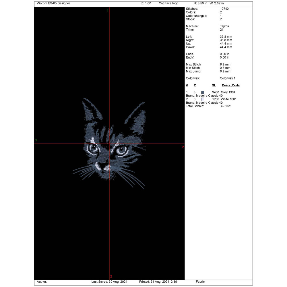 Cat Face Embroidery Design For Embroidery Machines 0