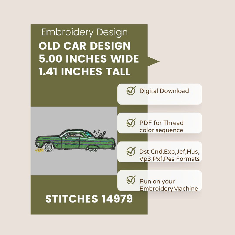 Embroidery Design Old Car Design 0