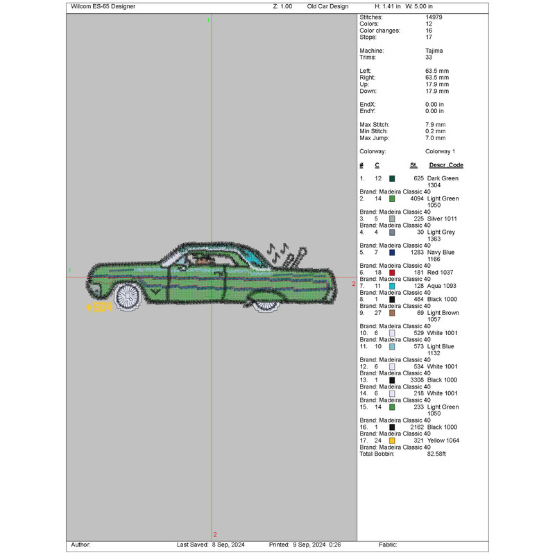Embroidery Design Old Car Design 4
