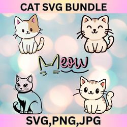 charming cat svg bundle high-quality designs for t-shirts, bags, mugs, and more.