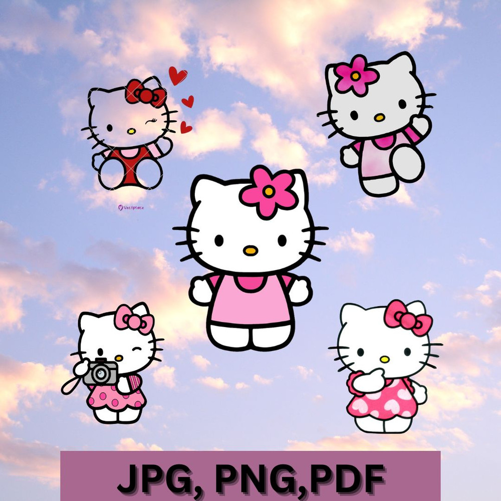 Cute Hello Kitty PNG Bundle Unique  Fun Designs Instant Download For Personal  Commercial Use 0