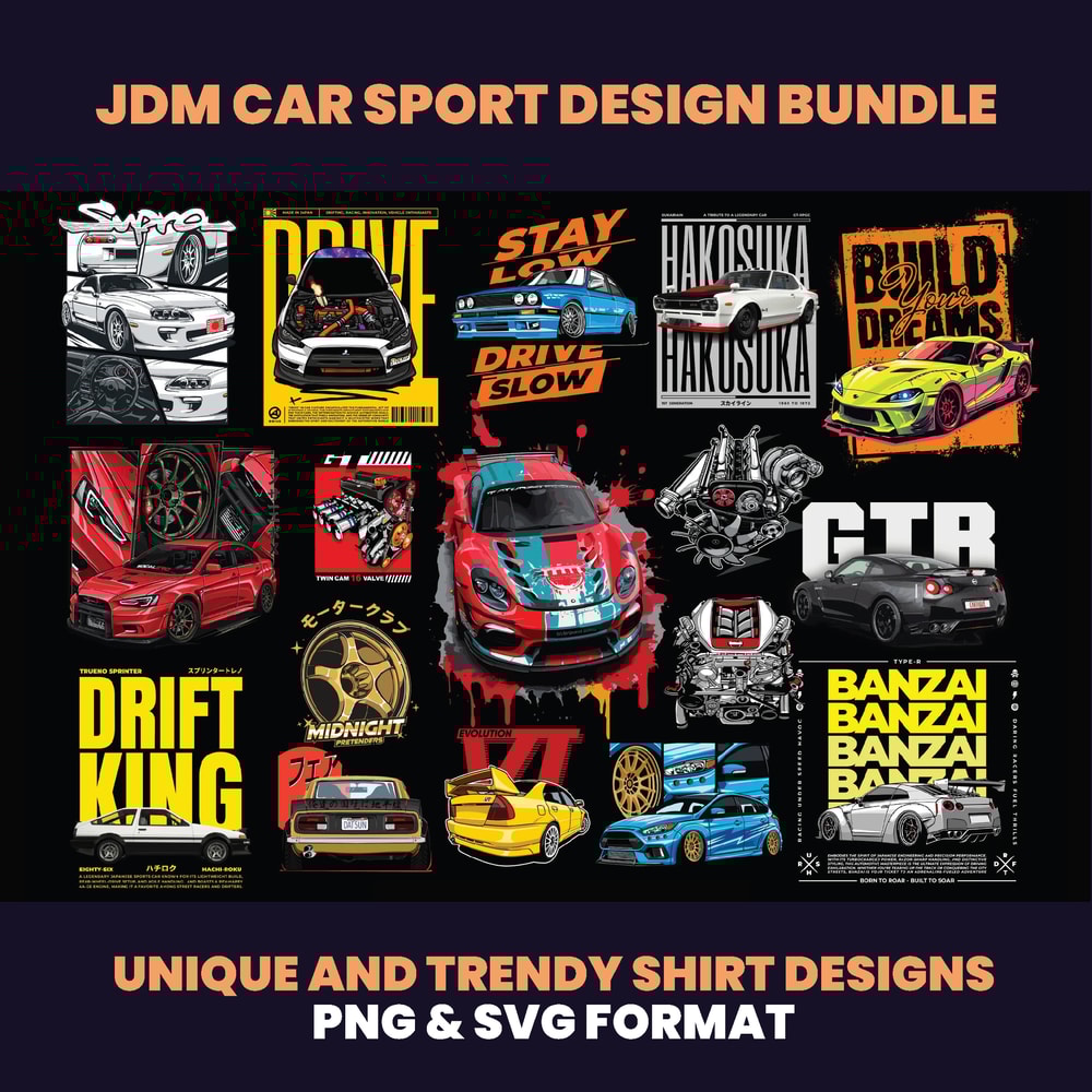 94 JDM Sport Car Design Bundles Car Jdm Design Jdm Streetwear Sport Car Design Car Shirt Design DTF DTG 0