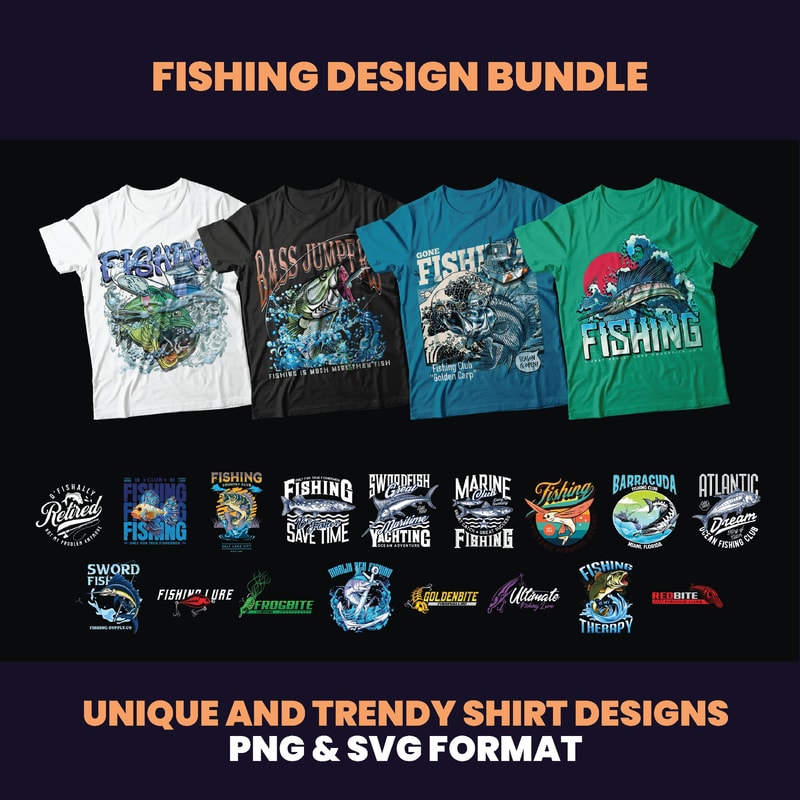 65 Fishing Design Bundles Fish DesignSea Fishing Streetwear Design Bass Fish Design Fishing Lure Designs DTF DTG 2