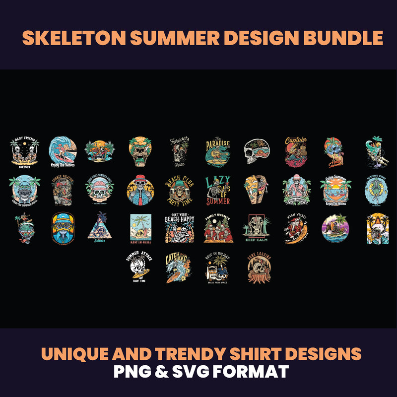100 Skeleton Skull Design Bundle Skull Skeleton Streetwear Design Rock Design Skull Skeleton Vintage Urban DTF DTG 2