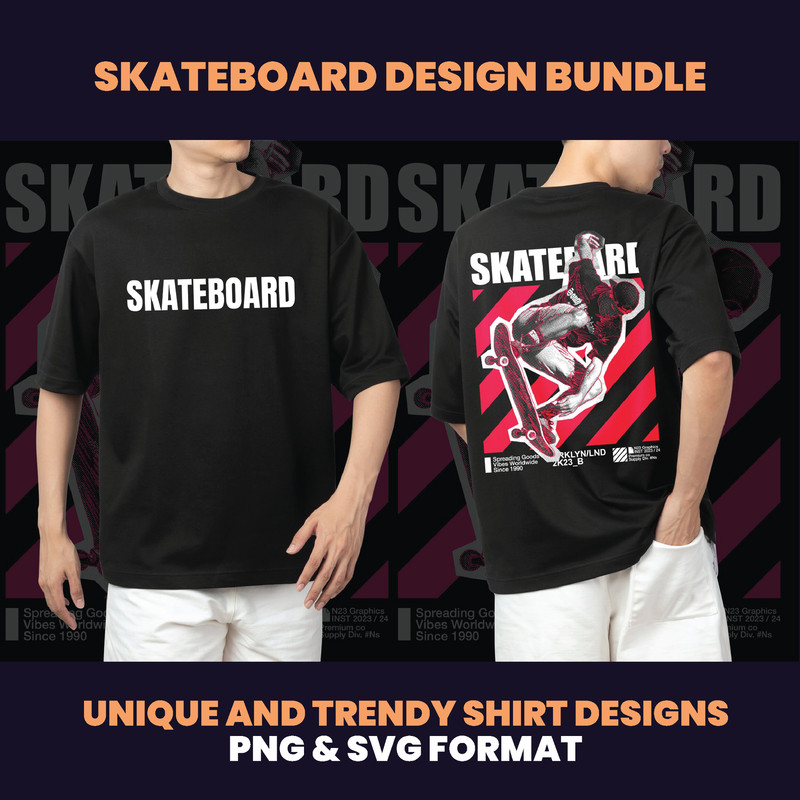 60 Skateboard Design Bundles Skate Design Shirt Design Streetwear Design Graphic Tees Urban Designs DTF DTG 2