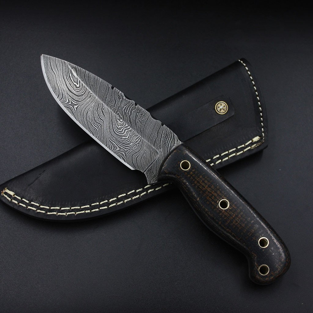 Custom Handmade Damascus Steel Skinner Hunting Knife With Sheath Precision Cutting Ergonomic Handle And RazorSharp 0