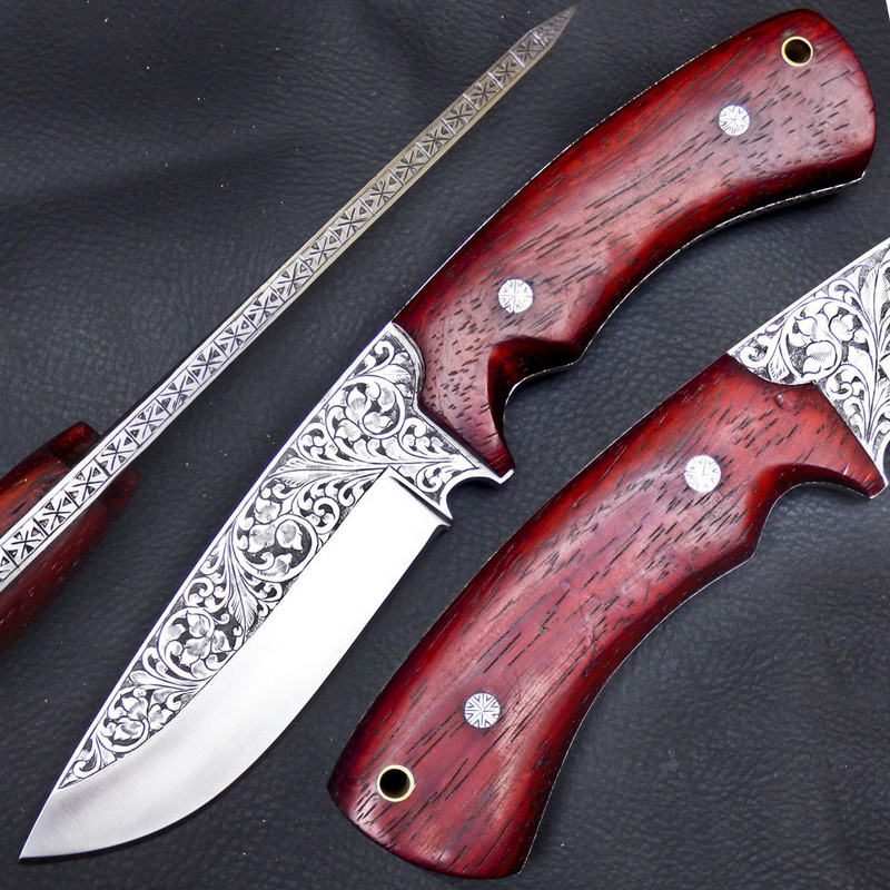 Handmade Viking Knife D2 Steel Blade Sharp Edges Hand Engraving Perfect For Outdoors  Adventures Walnut Wood Handle 0