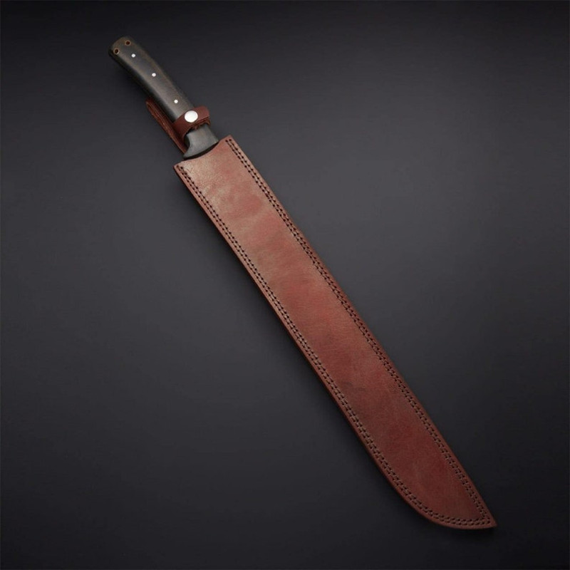Handmade D2 Steel Hunting Machete Sword Sharp Blade Edge  Leather Sheath Summit Seeker  Enduring Spirit Blade 1