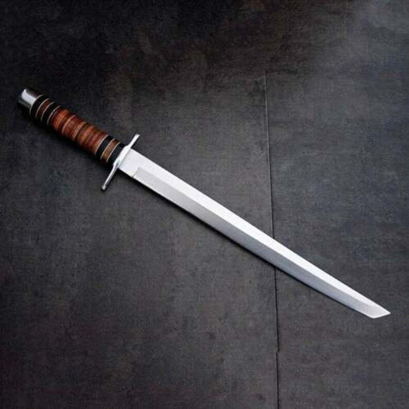 Summit Seeker D2 Tool Steel Hunting Machete Sword Vikings Sword With Leather Sheath Expeditions Edge  Spirit Blade 1