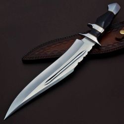 15" premium bowie knife with sheath, edge of adventure, history and heritage, wood handle