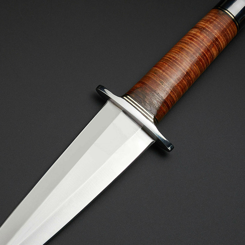 COMBAT DAGGER HANDMADE D2 STEEL HUNTING DAGGER KNIFE LEATHER HANDLE  SHEATH 1