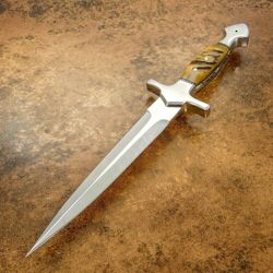 luxury dagger, d2 tool steel blade needle point dagger hunting knife, camping tool & outdoor use