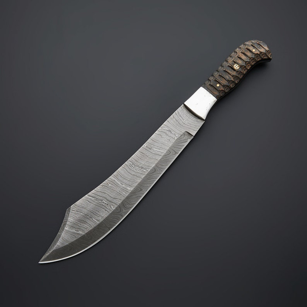 Custom Handmade Damascus Steel Hunting Bowie Knife With Sheath Micarta Handle Ideal For OutdoorsAdventures 0