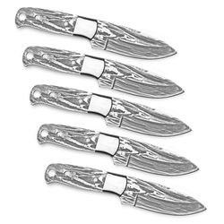 8" handmade damascus steel full tang blank blades lot 5 pcs, tactical hunting knives, survival knives