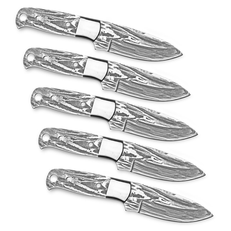 8 HANDMADE DAMASCUS STEEL FULL TANG BLANK BLADES LOT 5 PCS TACTICAL HUNTING KNIVES SURVIVAL KNIVES 0