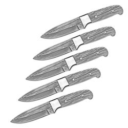 9" handmade damascus steel random pattern full tang blank blades lot of 5 pcs, outdoor camping knives