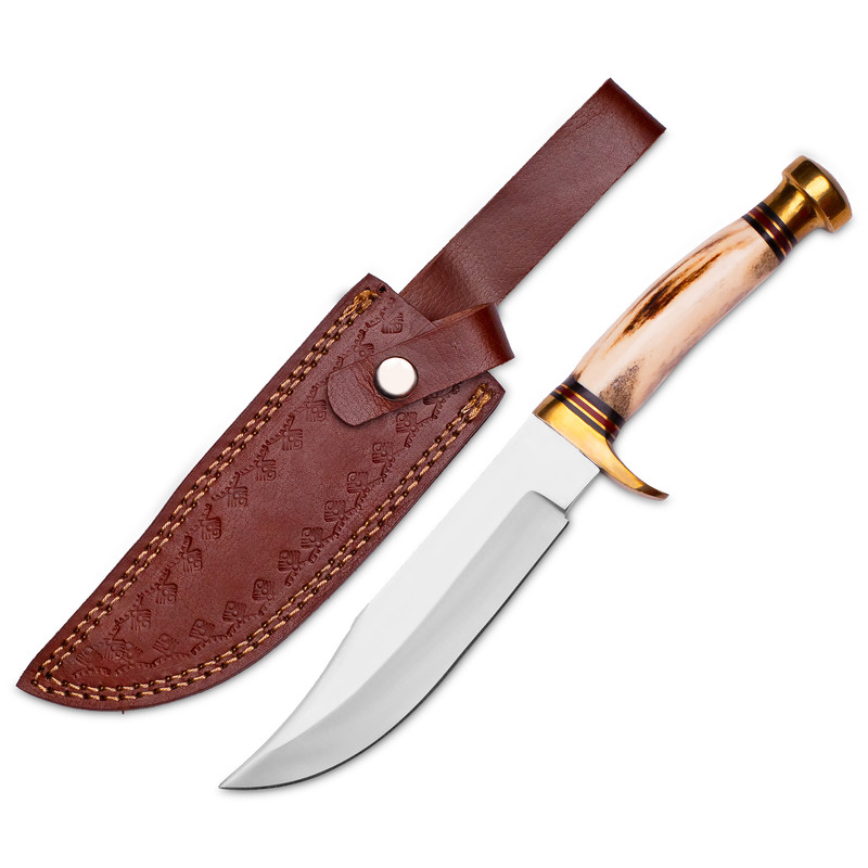 12 HANDMADE D2 TOOL STEEL FIXED BLADE TACTICAL SURVIVAL HUNTING BOWIE KNIFE  SHEATH STAG HORN HANDL 0