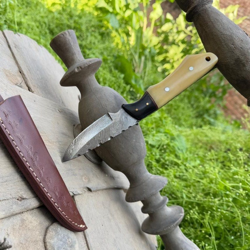 Custom Handmade Damascus Steel Best Skinner Knife Hunting Knife With Sheath Bone Handle Camping Kni 0