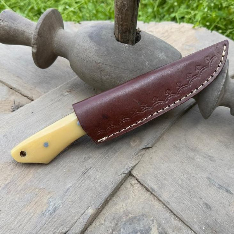 Custom Handmade Damascus Steel Best Skinner Knife Hunting Knife With Sheath Bone Handle Camping Kni 5