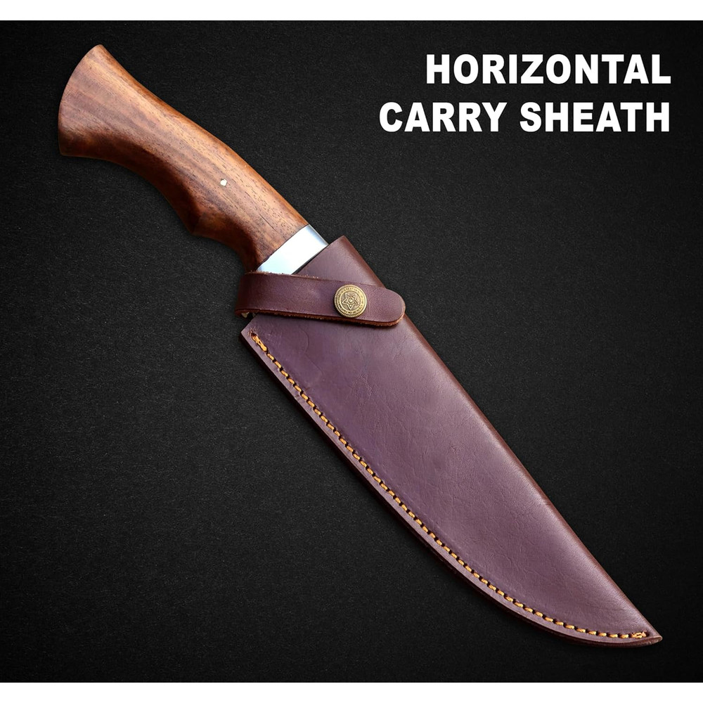 D2 Steel Tactical Hunting Bowie Knife With Sheath Sharp Edge  Ready To Use Wood Handle Survival Kni 3