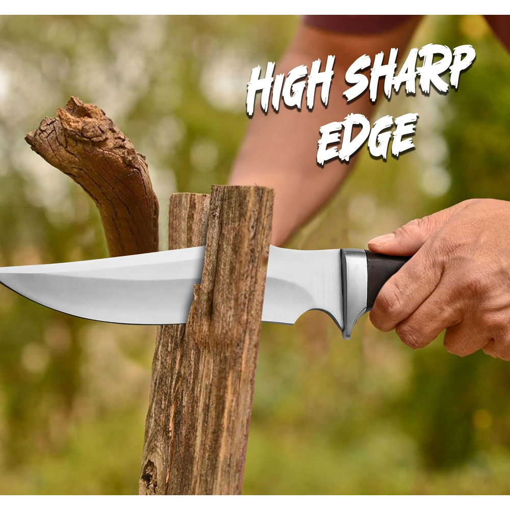 D2 Steel Tactical Hunting Bowie Knife With Sheath Sharp Edge  Ready To Use Wood Handle Survival Kni 4