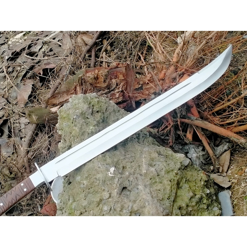 COLLECTIBLE SWORD HANDMADE D2 STEEL BLADE FULL TANG CAMPING MACHETE SWORD WITH SHEATH WOOD HANDLE 3