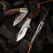 Handmade Japanese Damascus Steel Pocket Folding Knife With Leather Cover And Pocket Clip 287inch Outdoor Camping Fish 5