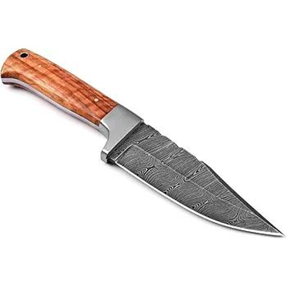 Damascus Hunting Knife Fixed Blade Skinning Knife With Leather Sheath 0