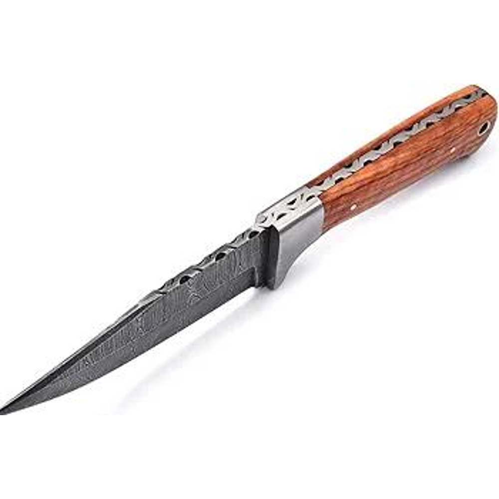 Damascus Hunting Knife Fixed Blade Skinning Knife With Leather Sheath 2