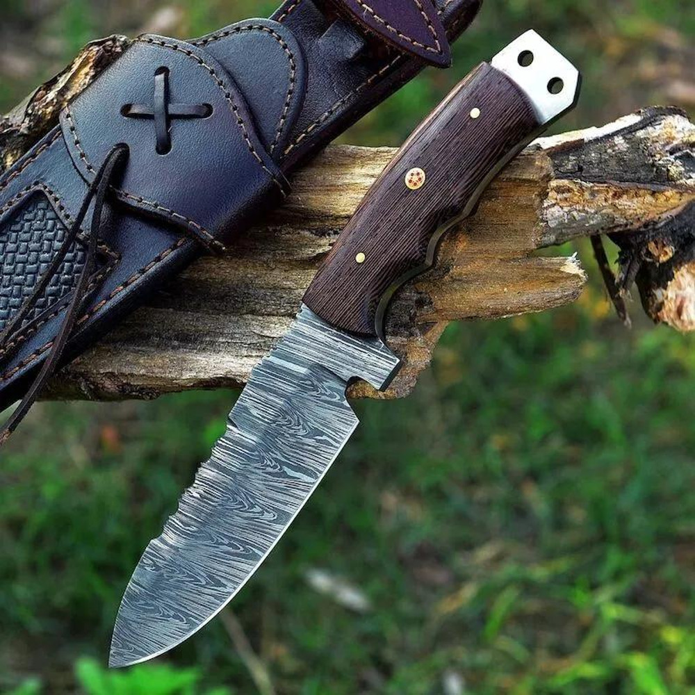 CUSTOM HANDMADE DAMASCUS SURVIVAL CAMPING FIXED BLADE HUNTING KNIFE 0